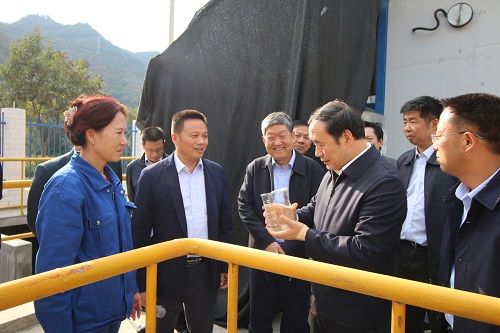 天津市副市长赵海山视察水环境公司丹凤县污水处置厂